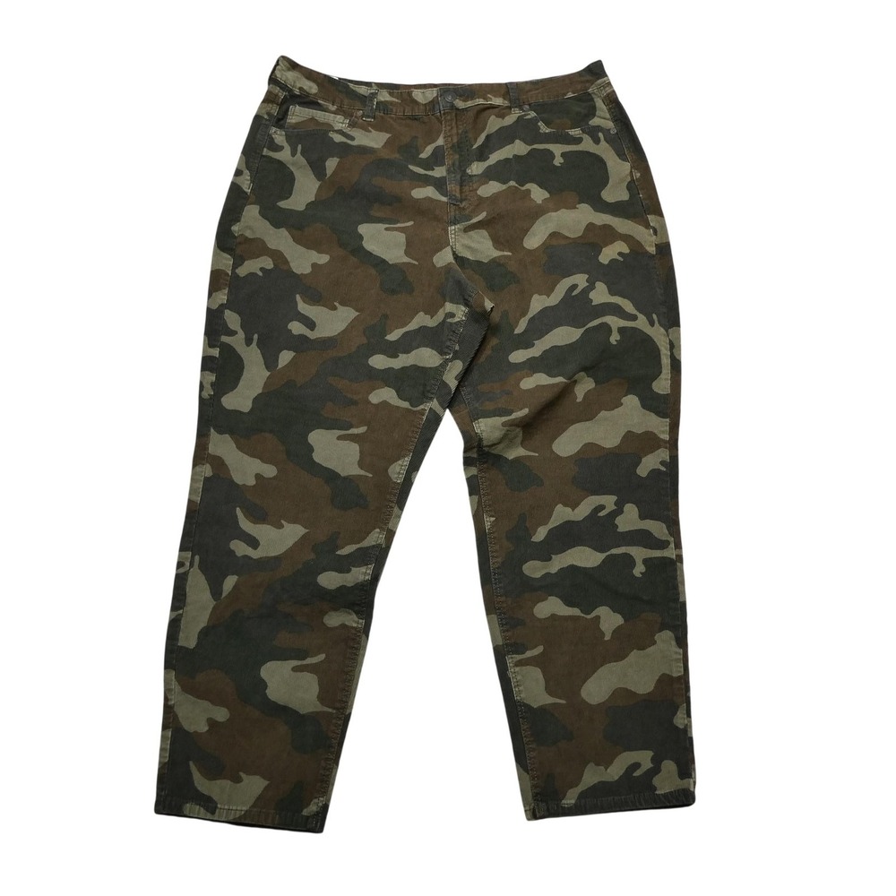 American Eagle Jeans Womens 20 Camouflage Corduroy Mom Jean Super Stretch Green